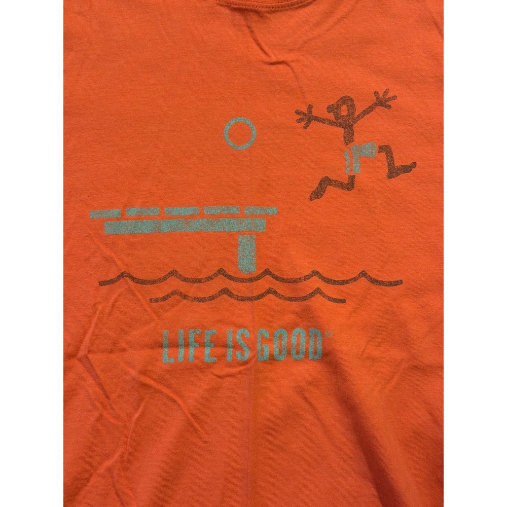 Life is Good T-Shirt Mens M Orange Diving Board Graphic Classic Fit Cotton Tee - Picture 3 of 9
